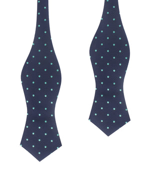 Navy Blue with Mint Green Polka Dots Self Tie Diamond Tip Bow Tie