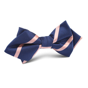 Navy Blue with Peach Stripe Diamond Bow Tie