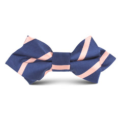 Navy Blue with Peach Stripe Kids Diamond Bow Tie