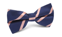 Navy Blue with Peach Stripes Bow Tie