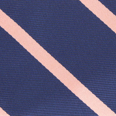 Navy Blue with Peach Stripes Fabric Self Tie Diamond Tip Bow TieM152