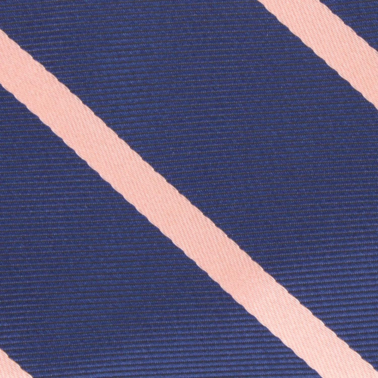 Navy Blue with Peach Stripes Fabric Skinny Tie M152