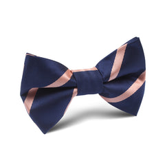 Navy Blue with Peach Stripes Kids Bow Tie