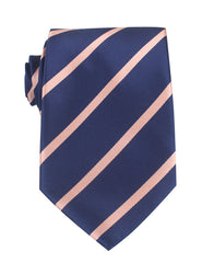 Navy Blue with Peach Stripes Necktie