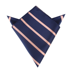 Navy Blue with Peach Stripes Pocket Square