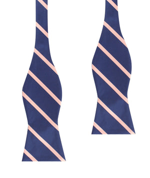 Navy Blue with Peach Stripes Self Tie Bow Tie