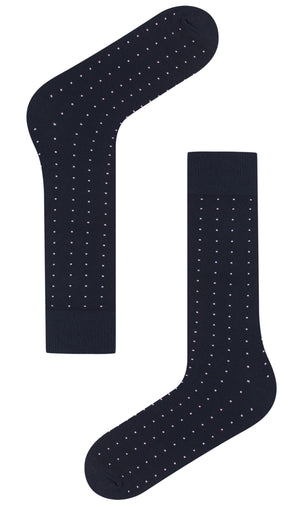 Navy Blue with Pink Dots Cotton-Blend Socks