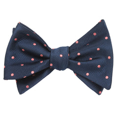 Navy Blue with Pink Polka Dots - Bow Tie (Untied) Self tied knot by OTAA