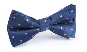 Navy Blue with Pink Polka Dots - Bow Tie