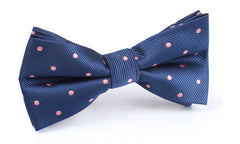 Navy Blue with Pink Polka Dots Bow Tie OTAA
