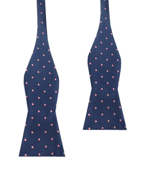 Navy Blue with Pink Polka Dots - Bow Tie (Untied)