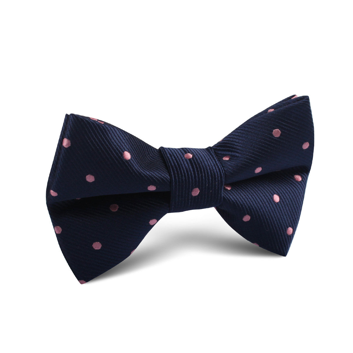 Navy Blue with Pink Polka Dots Kids Bow Tie