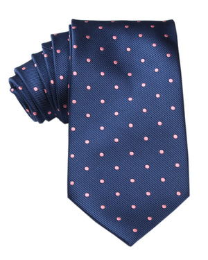 Navy Blue with Pink Polka Dots Tie