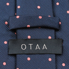 Navy Blue with Pink Polka Dots Tie Back