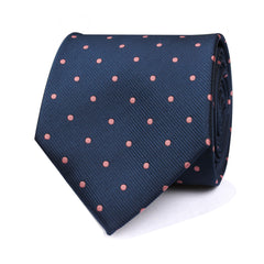 Navy Blue with Pink Polka Dots Tie Front View