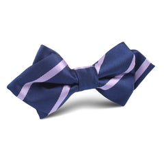 Navy Blue with Purple Stripe Diamond Bow Tie