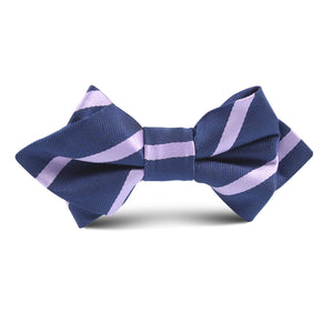 Navy Blue with Purple Stripe Kids Diamond Bow Tie