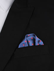 Navy Blue with Red Pattern - Winged Puff Pocket Square Fold