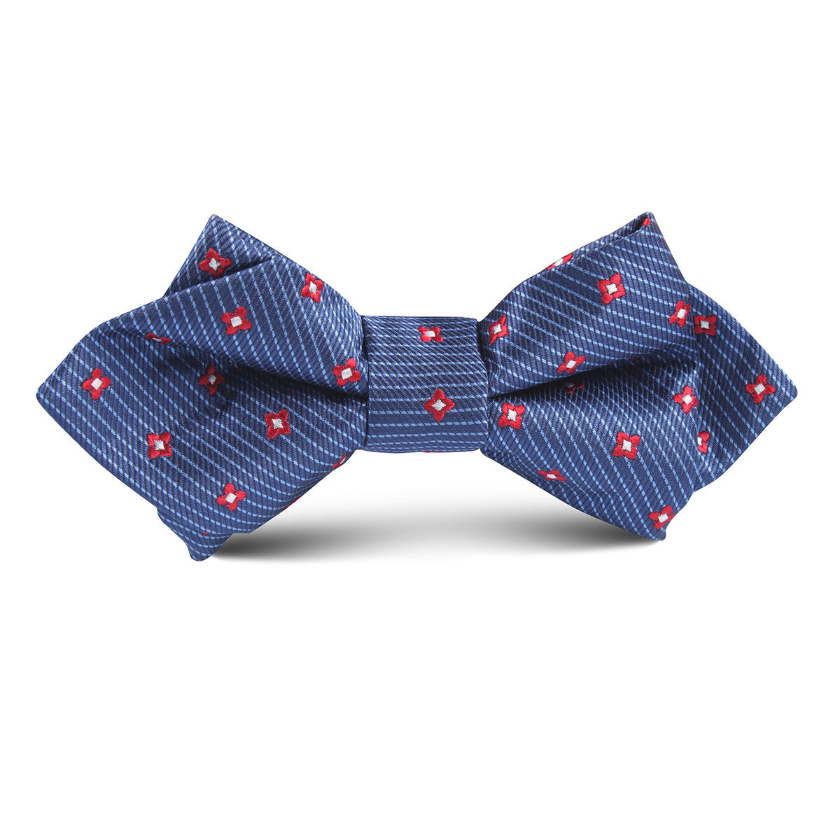 Navy Blue with Red Pattern Kids Diamond Bow Tie