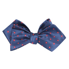 Navy Blue with Red Pattern Self Tie Diamond Tip Bow Tie 1