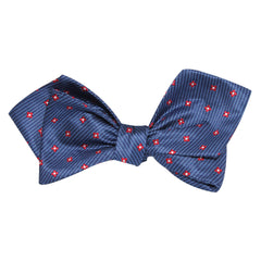 Navy Blue with Red Pattern Self Tie Diamond Tip Bow Tie 2