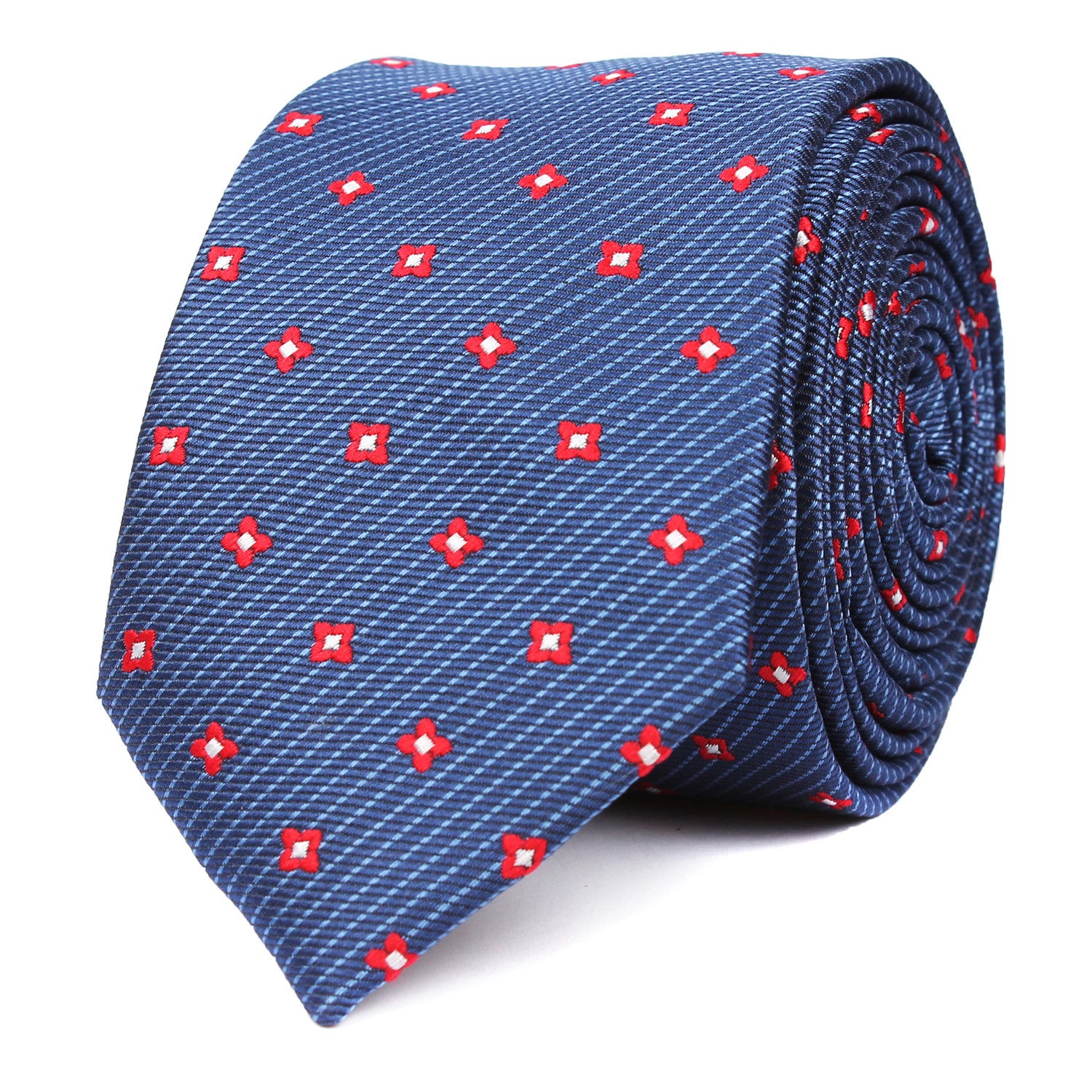 Navy Blue with Red Pattern Skinny Tie OTAA roll