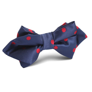 Navy Blue with Red Polka Dots Diamond Bow Tie