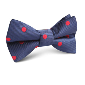 Navy Blue with Red Polka Dots Kids Bow Tie