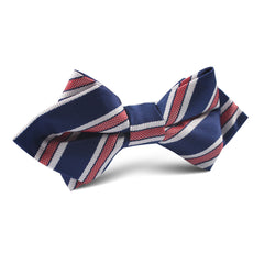 Navy Blue with Red Stripes Diamond Bow Tie
