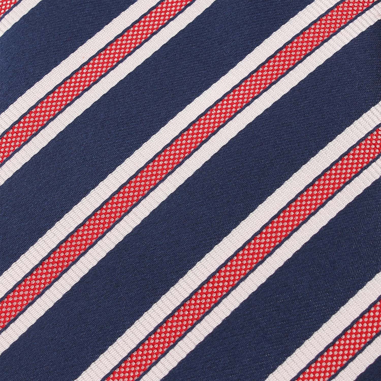 Navy Blue with Red Stripes Fabric Bow Tie X044