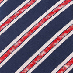 Navy Blue with Red Stripes Fabric Skinny Tie X044