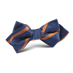 Navy Blue with Striped Brown Diamond Bow Tie