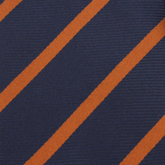 Navy Blue with Striped Brown Fabric Skinny Tie X374