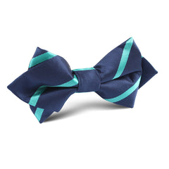 Navy Blue with Striped Light Blue Diamond Bow Tie