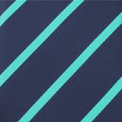 Navy Blue with Striped Light Blue Fabric Skinny Tie X457