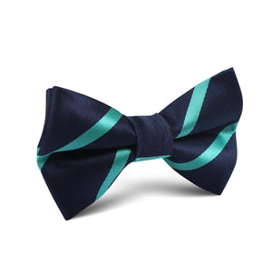 Navy Blue with Striped Light Blue Kids Bow Tie