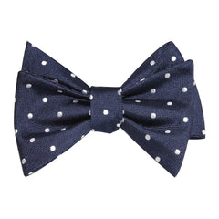 Navy Blue with White Polka Dots - Bow Tie (Untied) 1