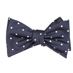 Navy Blue with White Polka Dots - Bow Tie (Untied) Self tied knot by OTAA