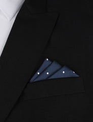 Navy Blue with White Polka Dots - Oxygen Three Point Pocket Square Fold