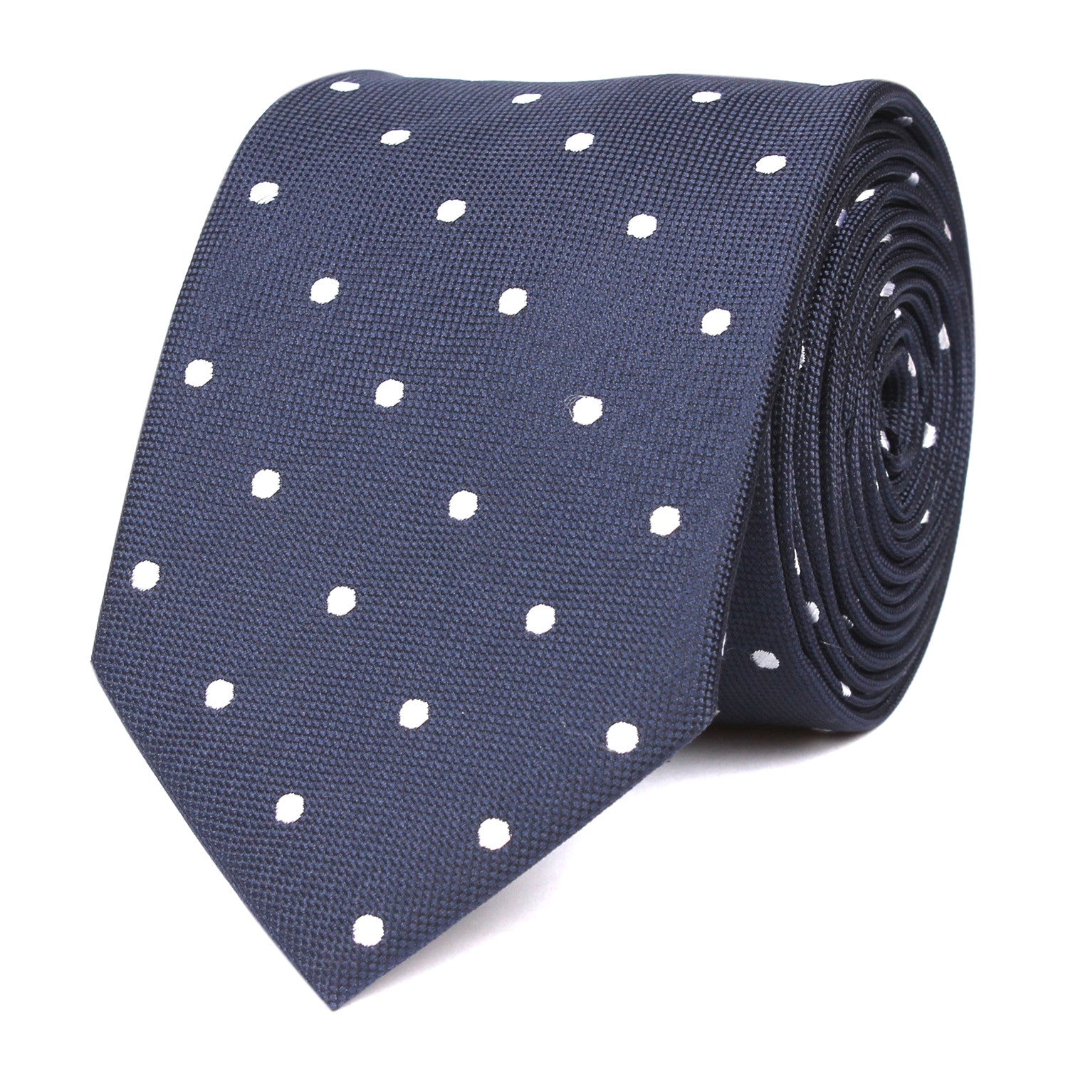 Navy Blue with White Polka Dots - Skinny Tie OTAA roll