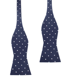 Navy Blue with White Polka Dots - Bow Tie (Untied)