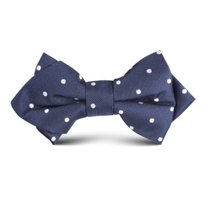 Navy Blue with White Polka Dots Kids Diamond Bow Tie