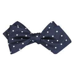 Navy Blue with White Polka Dots Self Tie Diamond Tip Bow Tie 2