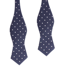 Navy Blue with White Polka Dots Self Tie Diamond Tip Bow Tie