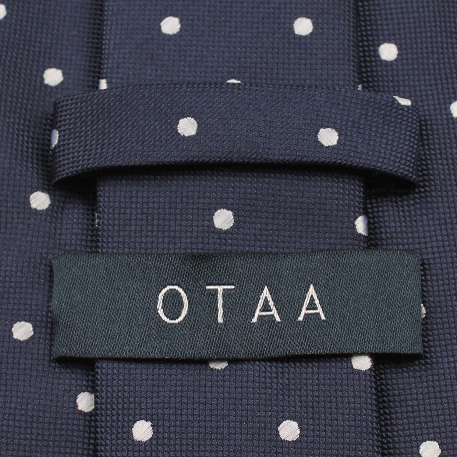 Navy Blue with White Polka Dots Tie Back