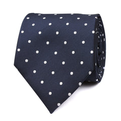 Navy Blue with White Polka Dots Tie Front View