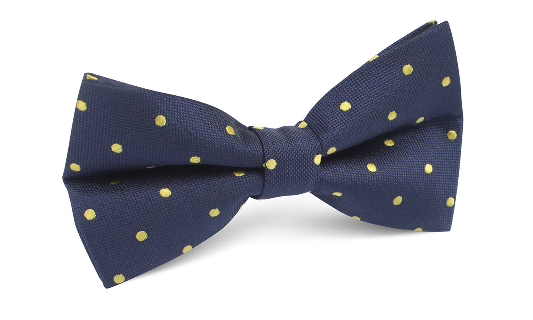 Navy Blue with Yellow Polka Dots Bow Tie