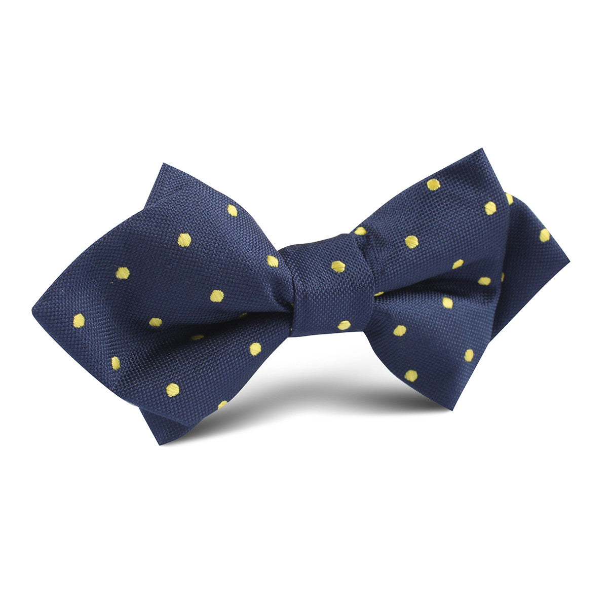 Navy Blue with Yellow Polka Dots Diamond Bow Tie