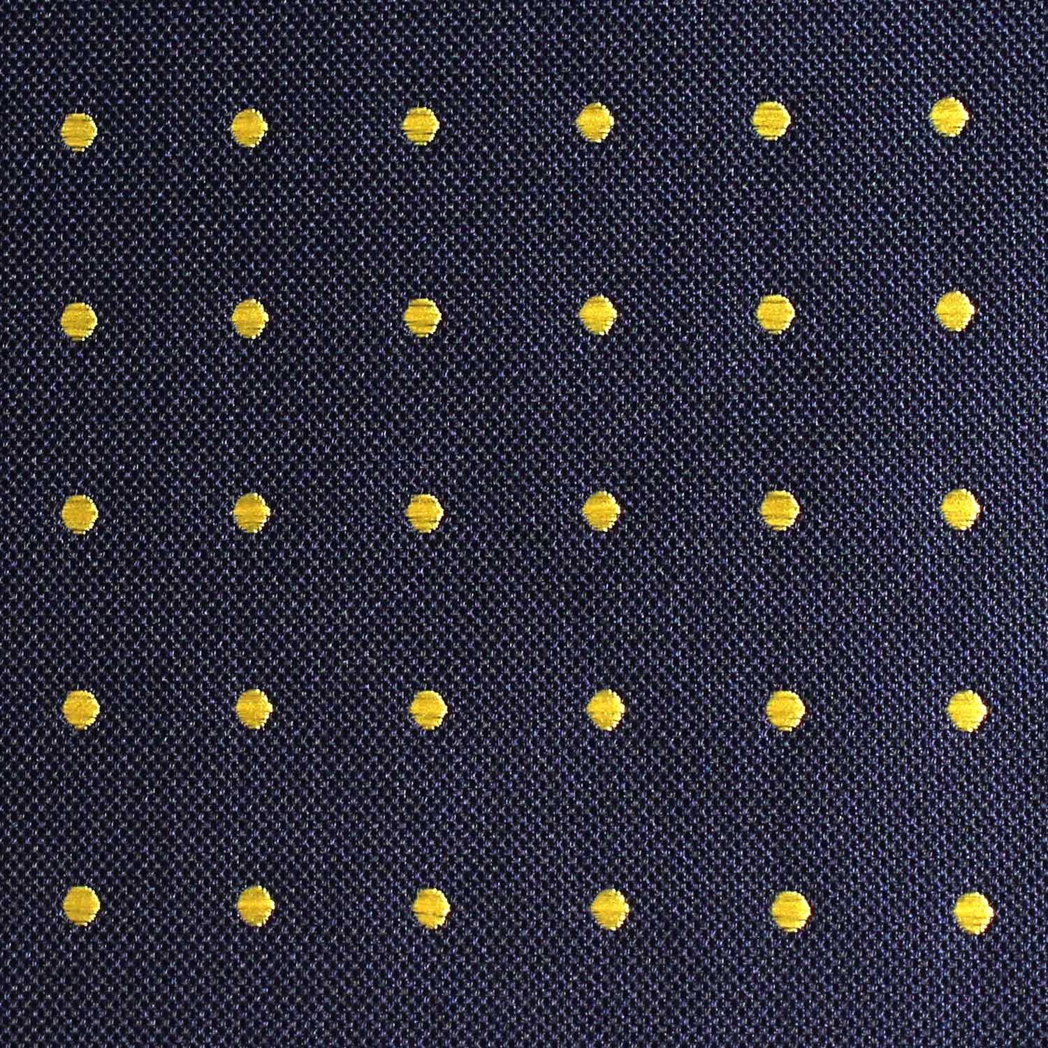 Navy Blue with Yellow Polka Dots Fabric Pocket Square M129