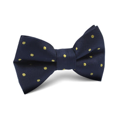 Navy Blue with Yellow Polka Dots Kids Bow Tie